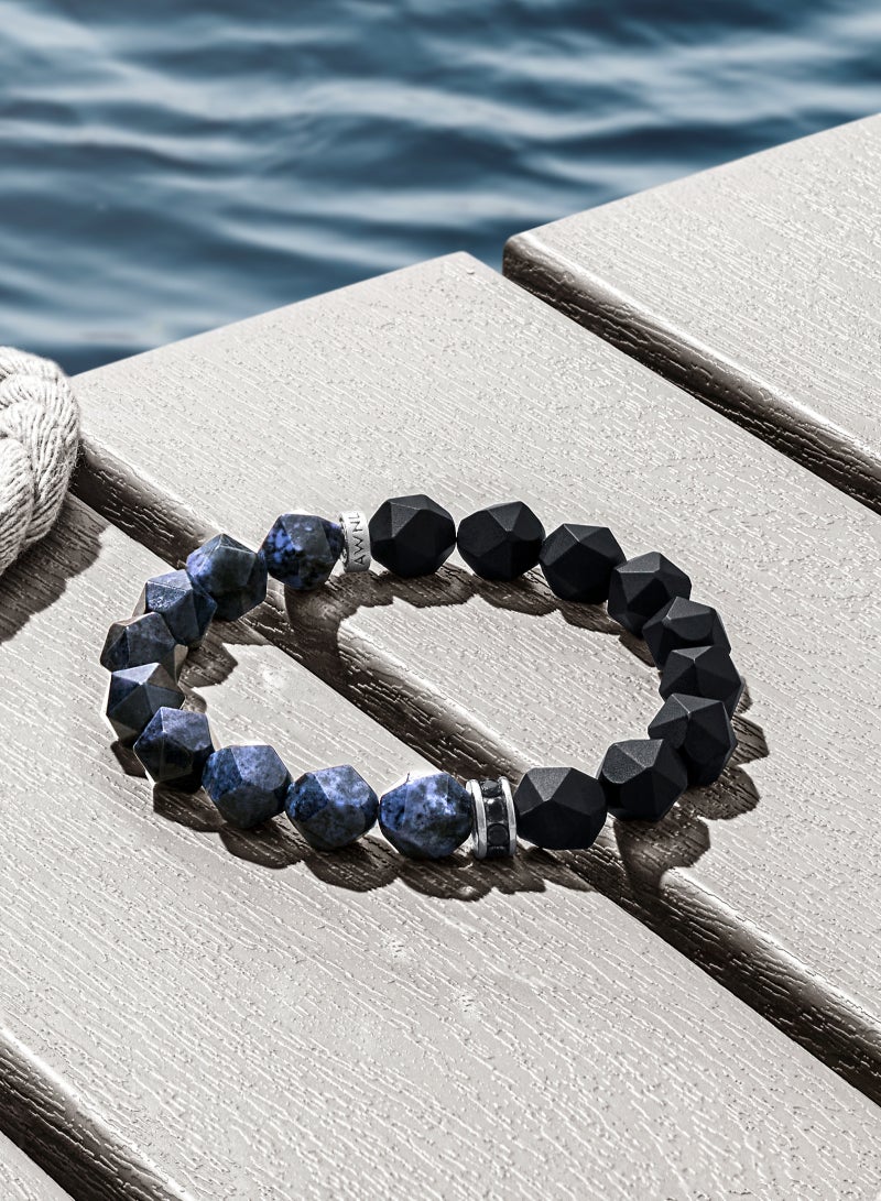 AWNL Men's  Poseidon Beaded Bracelet with Onyx and Dumortierite, Natural Gemstones Gift for Boyfriend Husband - Image 2