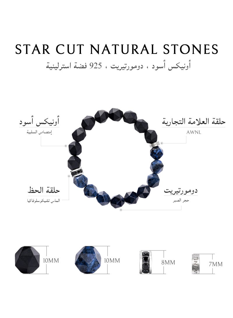 AWNL Men's  Poseidon Beaded Bracelet with Onyx and Dumortierite, Natural Gemstones Gift for Boyfriend Husband - Image 3