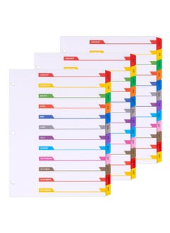 LE PAPILLION JEWELRY Monthly Dividers For 3 Ring Binder, 12 Month Tabs, Multicolor Month Tabs Binder Dividers - With Table Of Contents Page, 3 Set  - Image 1