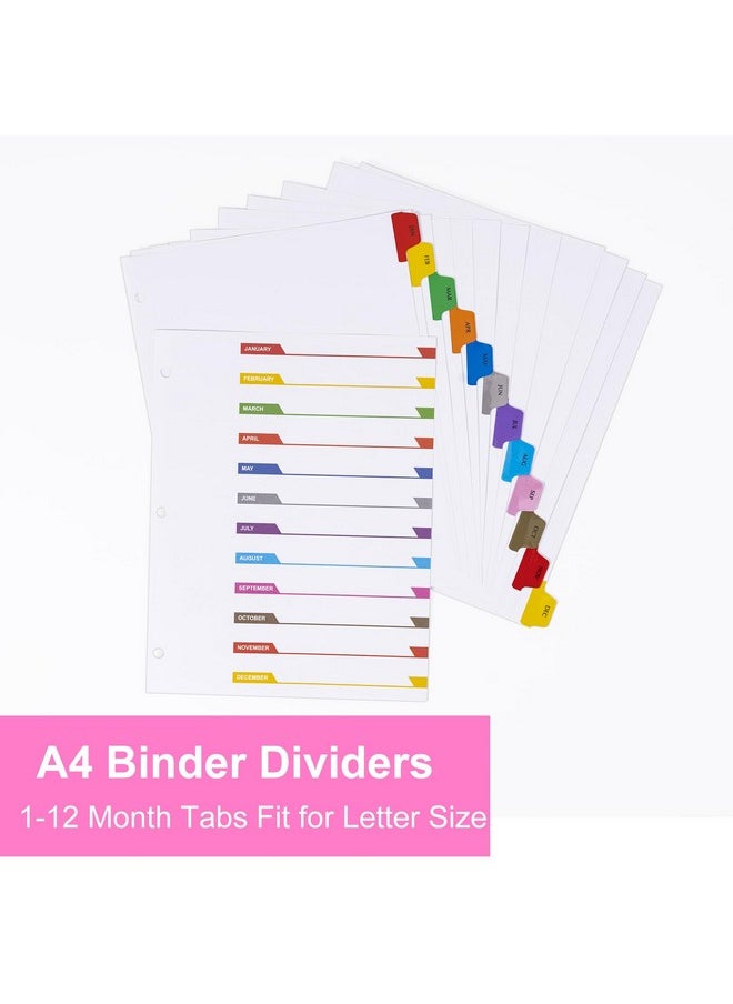 LE PAPILLION JEWELRY Monthly Dividers For 3 Ring Binder, 12 Month Tabs, Multicolor Month Tabs Binder Dividers - With Table Of Contents Page, 3 Set  - Image 2