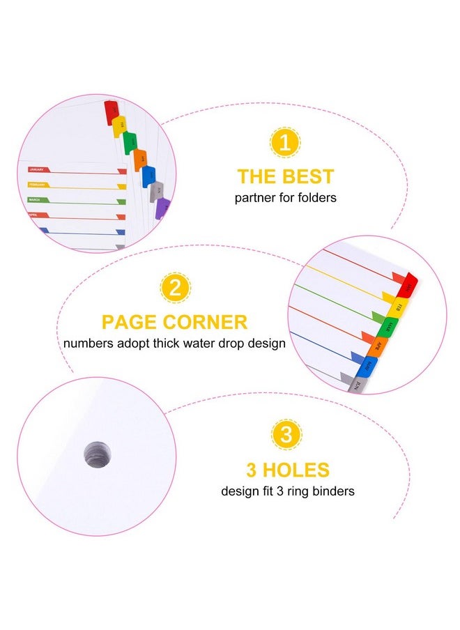 LE PAPILLION JEWELRY Monthly Dividers For 3 Ring Binder, 12 Month Tabs, Multicolor Month Tabs Binder Dividers - With Table Of Contents Page, 3 Set  - Image 4