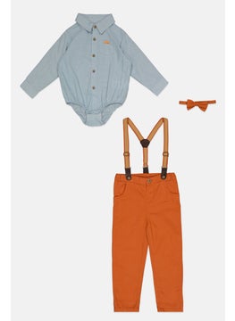 Little Gent Toddlers Boy 2 Pieces Solid Top And Bottom Set, Blue  - Image 1