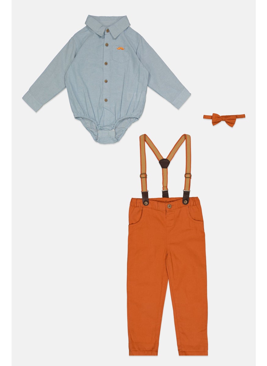 Little Gent Toddlers Boy 2 Pieces Solid Top And Bottom Set, Blue  - Image 1