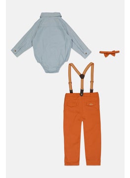 Little Gent Toddlers Boy 2 Pieces Solid Top And Bottom Set, Blue  - Image 2