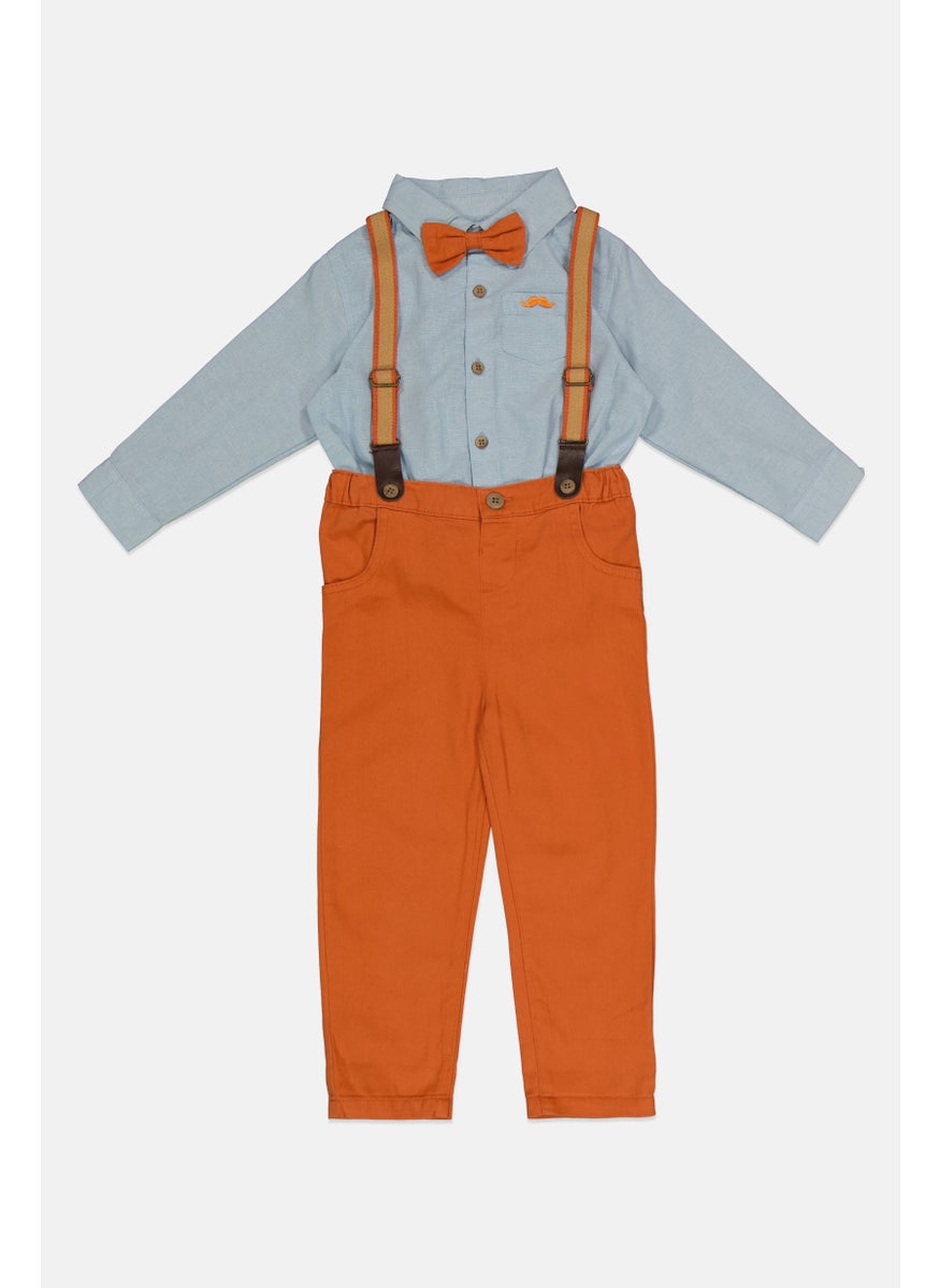 Little Gent Toddlers Boy 2 Pieces Solid Top And Bottom Set, Blue  - Image 3
