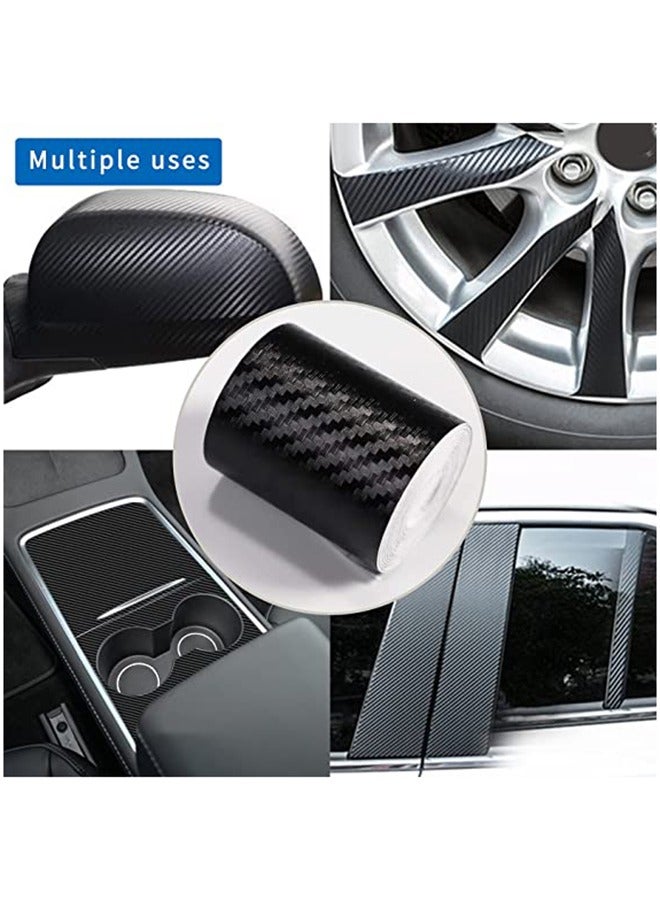 Generic 3D Carbon Fiber Vinyl Wrap Kit Sheet Tape Roll Self Adhesive Sticker Fits for Most Cars (5CM×5M Black)  - Image 2