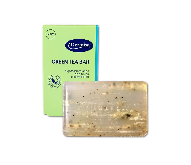 Dermisa Green Tea Bar  Gentle Skin Cleansing and Exfoliation  Contains Antioxidants Green Tea Manuka Honey Ginseng  NO PARABENS NO SULFATES  3OZ per Pack