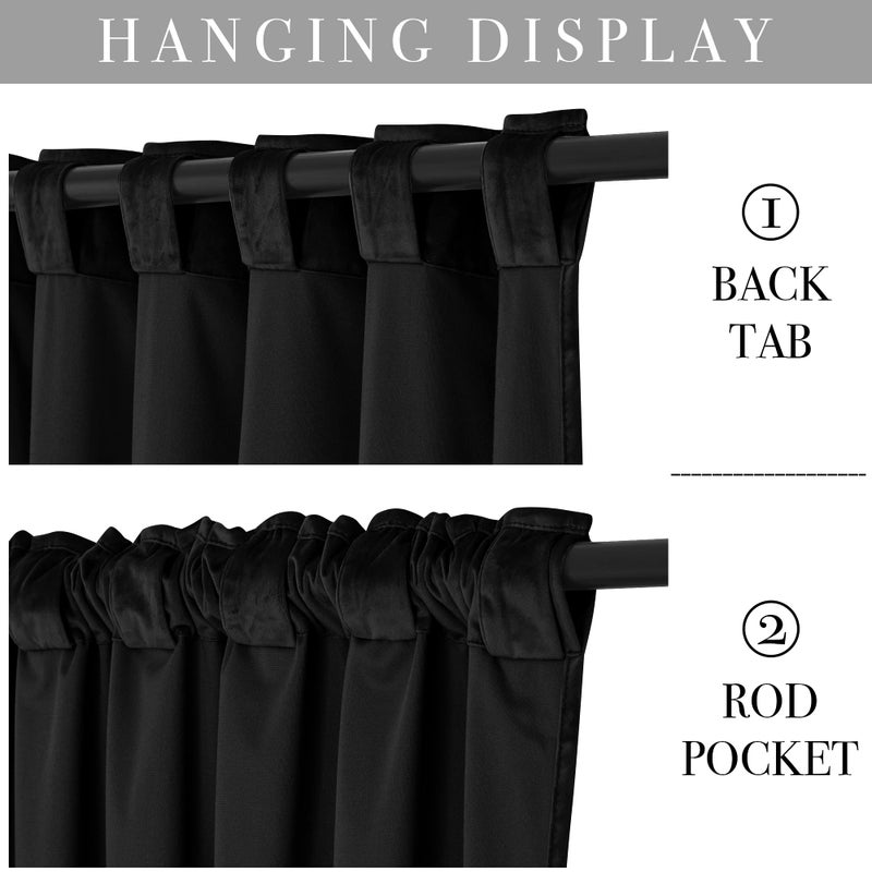 KGORGE Black Velvet Curtains 84 inches Super Soft Room Darkening Thermal Insulating Window Curtains & Drapes for Bedroom Living Room Kids Nursery Backdrop  W 52 x L 84 inch  2 Panels - Image 4
