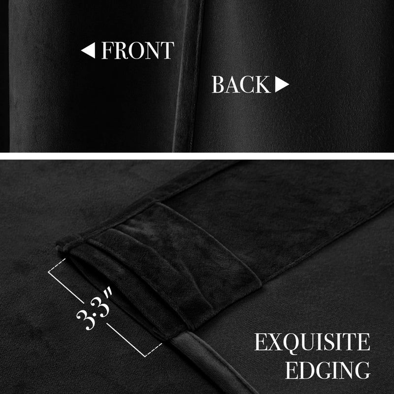 KGORGE Black Velvet Curtains 84 inches Super Soft Room Darkening Thermal Insulating Window Curtains & Drapes for Bedroom Living Room Kids Nursery Backdrop  W 52 x L 84 inch  2 Panels - Image 3