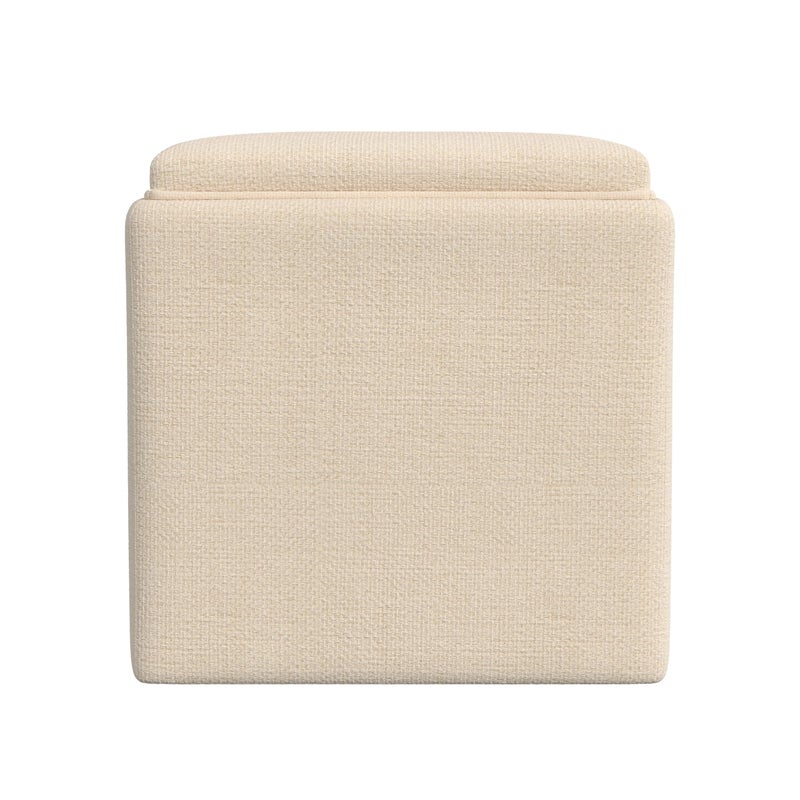 Homepop Home Decor |HomePop Storage Ottoman with Tray Top|Upholstered Modern Square Storage Ottoman with Storage for Living Room & Bedroom, Cream Woven - Image 5