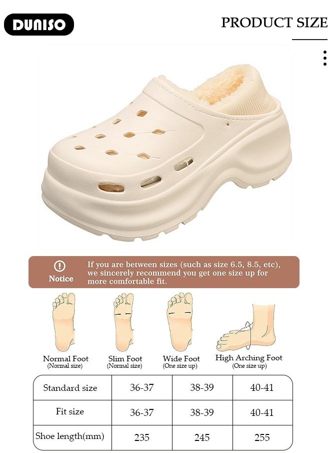 DUNISO House Slippers for Women,Washable Lined Clogs, Fashion Warm Shoes with Thick Sole, Comfortable Home Fuzzy Slippers, Lightweight Non Slip House Shoes For Cozy Indoor Outdoor  - Image 4