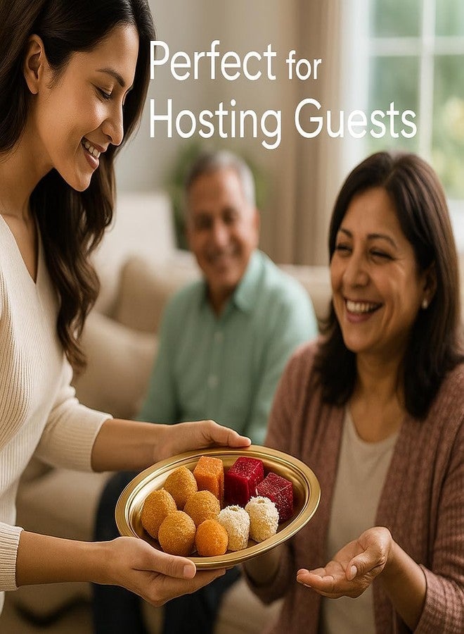 HEVASNEK Stainless Steel Golden Oval Dinner Serving Plate Reusable Unbreakable Food Reusable Steel Kitchen Elegant Tableware Fruit Salad Serveware Tray Glossy Finish Home 2 Pcs Dinner Snack Tray Set - Image 5