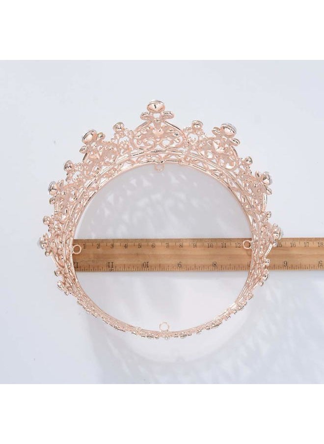 S SNUOY - Rose Gold Crowns for Women Full Round Crystal Queen Tiaras and Crowns Pageant Party Costume Headbands Bridal Crowns for Wedding - Image 1