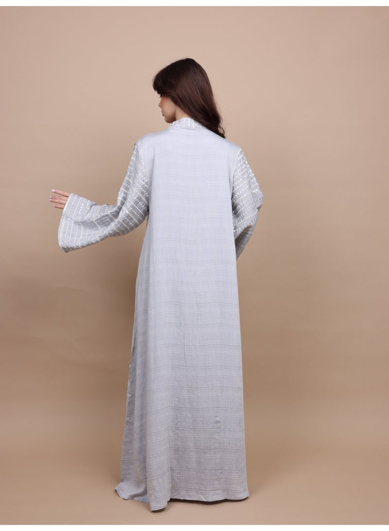 اكسا جلابية ملكية IK5025 رمادي - Image 4