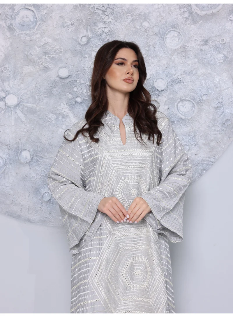 IKKXA Celeste Indigo Jalabiya IK5025 Grey