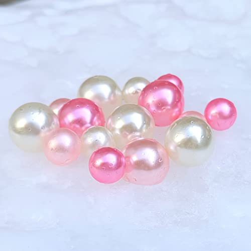 GLBYUNN 140 Pieces Pearl for Vase Filler Pearls Bead for Vase Makeup Beads for Brushes Holder Assorted Round Faux Pearl Beads for Home Wedding Decor 1014mm Pink Series