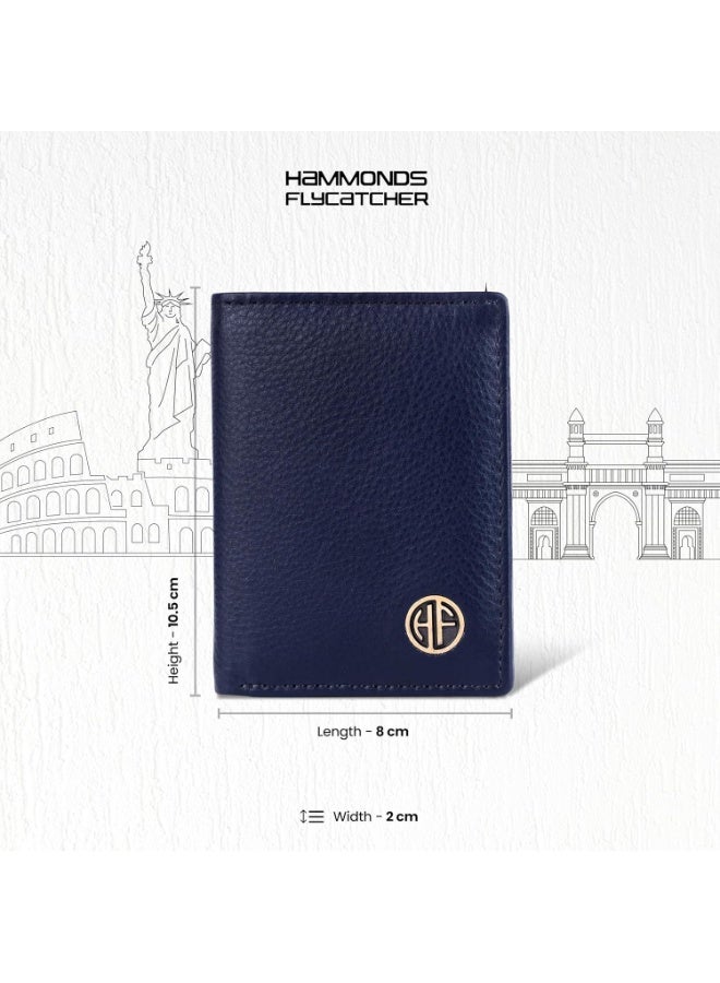 HAMMONDS FLYCATCHER Leather Card Holder Wallet for Man & Women, RFID Protected ATM/Credit Card Holder Wallet for Men with 6 Slots and 1 Currency Slot - Blue - Image 2