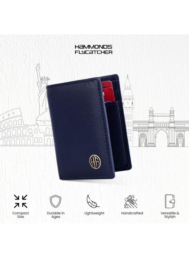 HAMMONDS FLYCATCHER Leather Card Holder Wallet for Man & Women, RFID Protected ATM/Credit Card Holder Wallet for Men with 6 Slots and 1 Currency Slot - Blue - Image 3