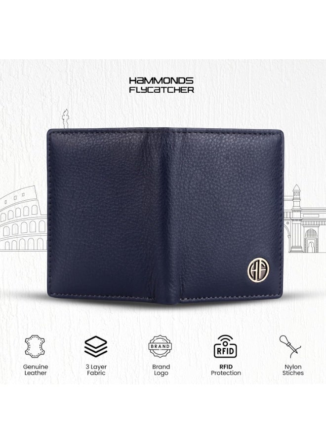 HAMMONDS FLYCATCHER Leather Card Holder Wallet for Man & Women, RFID Protected ATM/Credit Card Holder Wallet for Men with 6 Slots and 1 Currency Slot - Blue - Image 4