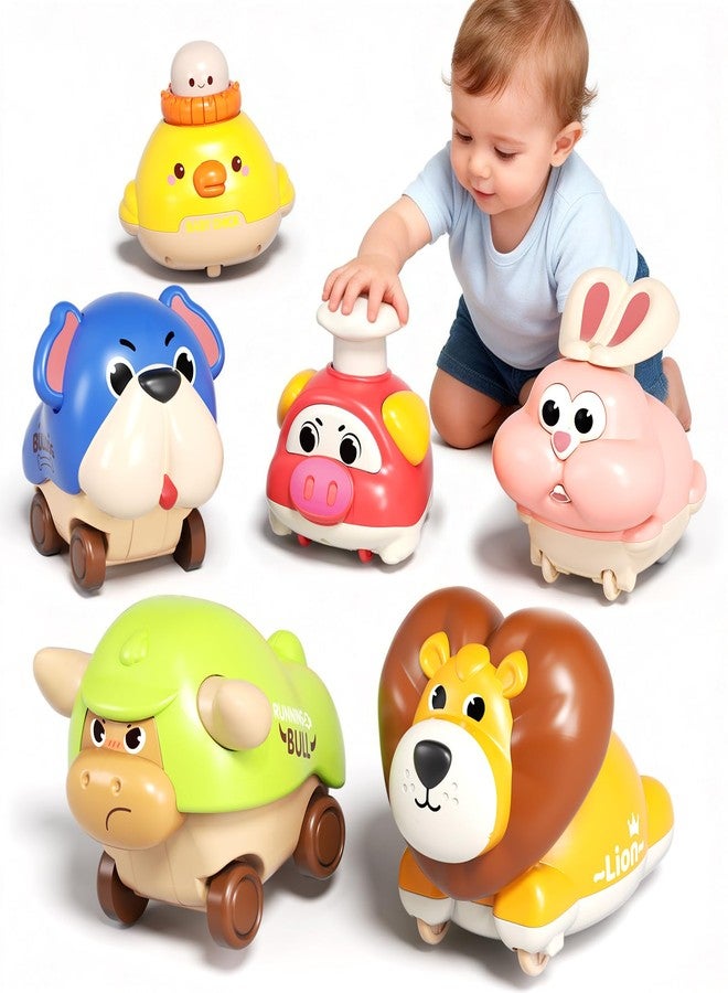 STACTCUTE 6 Pack Press and Go Car Toys for Toddlers 1-3, Baby Push Go Animal Cars for 12-18 Months, Infant Play Race Vehicle Set, First Birthday Toy Gifts for 1-2 Years Old Boys Girls - Image 1