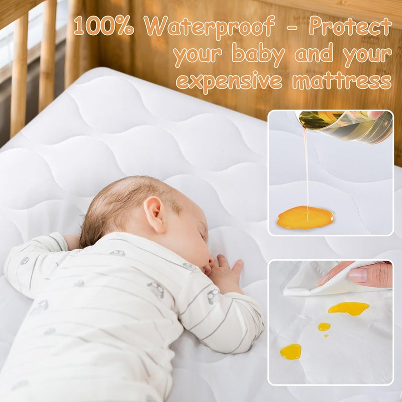 Yoofoss Waterproof Crib Mattress Protector Quilted Infant Mattress Pad Cover Soft and Breathable Machine Washable Toddler Mattress Protector for Standard Baby Crib Size 52x28 - Image 3