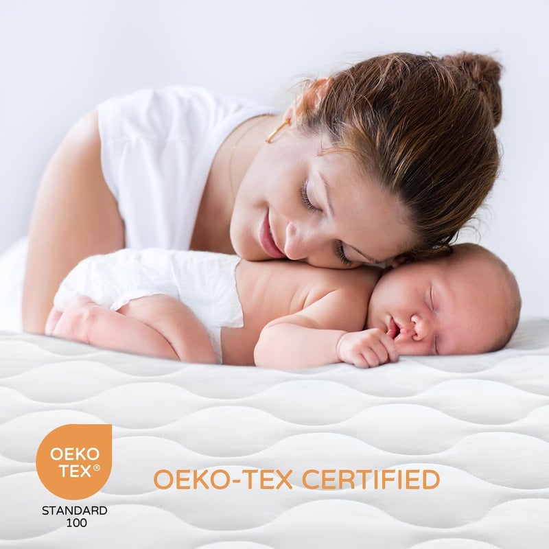Yoofoss Waterproof Crib Mattress Protector Quilted Infant Mattress Pad Cover Soft and Breathable Machine Washable Toddler Mattress Protector for Standard Baby Crib Size 52x28 - Image 4