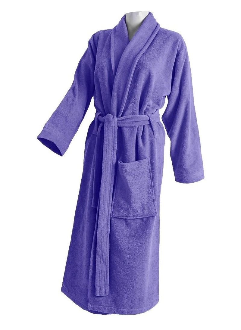 Banotex - Women's soft cotton bathrobe with a pocket and a waist belt with a distinctive slipper in an elegant design, blue, multi-size - Image 1