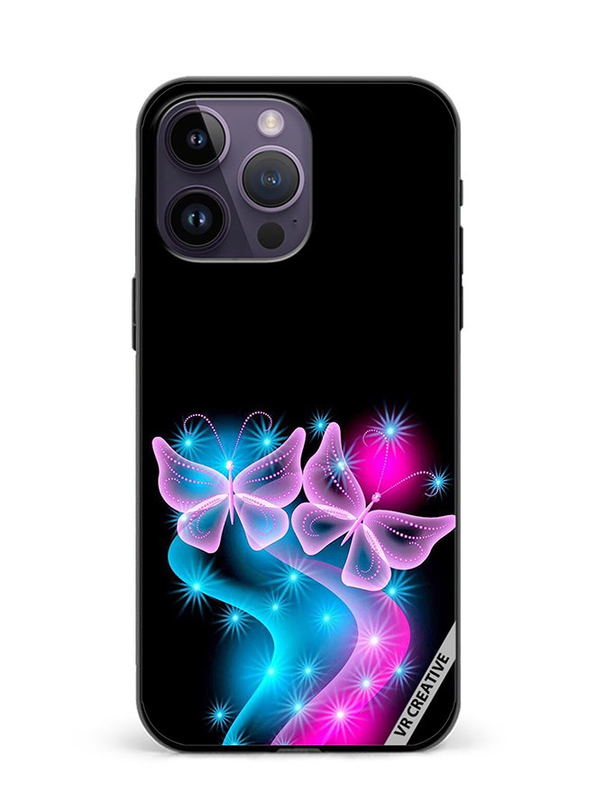 VR CREATIVE Protective Case Cover For Apple iPhone 16 Pro Max Butterfly Pink Black Background Design Multicolour