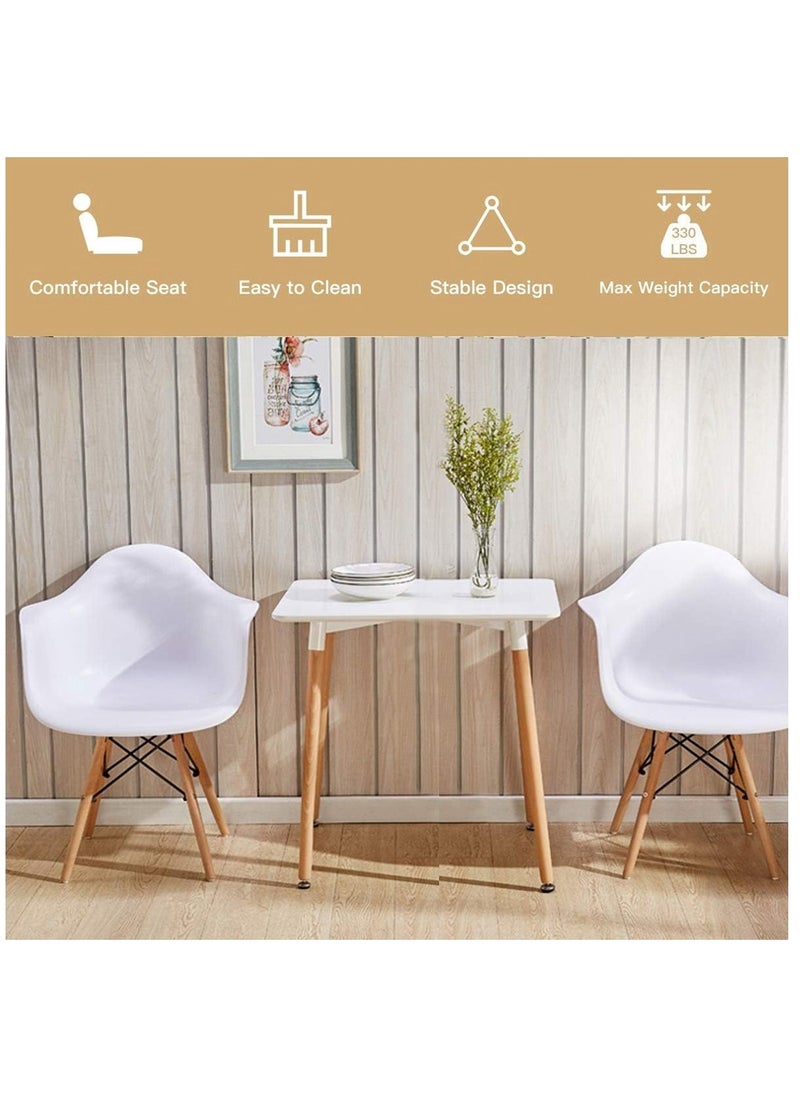 Mahmayi Mahmayi Cenare 5-Piece Dining Set for Kitchen, 120 X 80 Dining Table With 4 X DAW Arm Dining Chair - White  - Image 3