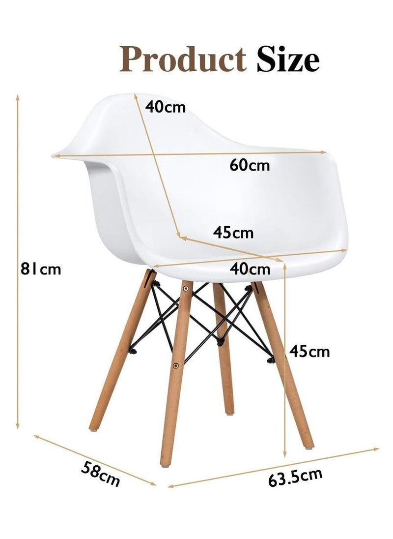 Mahmayi Mahmayi Cenare 5-Piece Dining Set for Kitchen, 120 X 80 Dining Table With 4 X DAW Arm Dining Chair - White  - Image 5