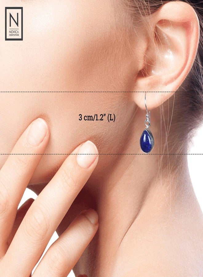 نوفيكا أقراط نوفيكا متدلية مصنوعة يدويًا من حجر اللازورد | خطاف من الفضة الإسترليني عيار 925 | أقراط متدلية مصنوعة يدويًا | أقراط متدلية من المجوهرات | حرفي | أقراط مستوحاة من حجر اللازورد الأزرق - Image 3