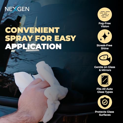 NEXGEN رذاذ نيكجن المضاد للضباب (4 أونصات) - طلاء واقي غير مرئي - تفصيل سيارات فوري لإنهاء خالي من الخطوط، واضح كالكريستال - مستلزمات تنظيف السيارات - مثالي للنوافذ الأمامية، المرايا، الخوذ والمزيد - Image 4
