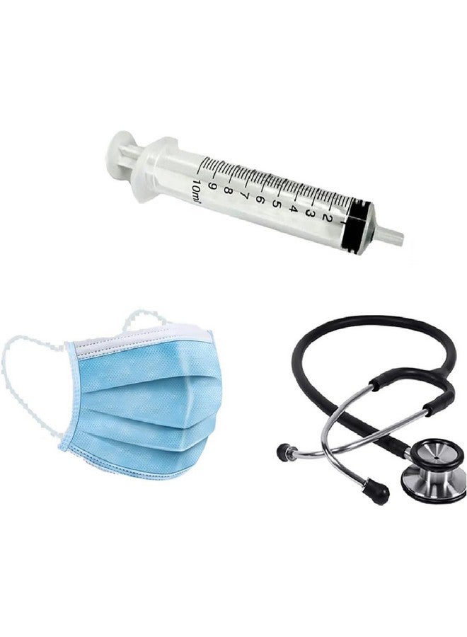 Cotton_Blend Fancy Dress Kids Doctor Outfit With Stethoscope (Lab Coat, Syringes  Mask), White - Image 4