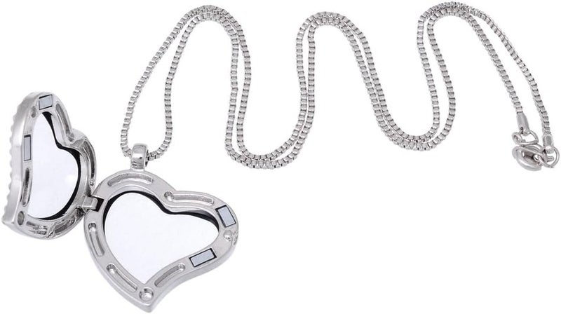 RUBYCA Living Memory Floating Charm Heart Glass Locket Pendant Necklace 20 Inches 5pcs Silver Color - Image 2