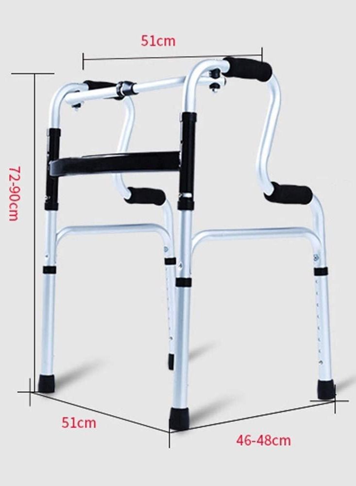 مشاية مساعدة لكبار السن خفيفة الوزن وقابلة للطي بنقرة واحدة من الألومنيوم مع مسند للذراع ومساعد للتنقل مع 4 أرجل و8 ارتفاعات قابلة للتعديل - Image 2