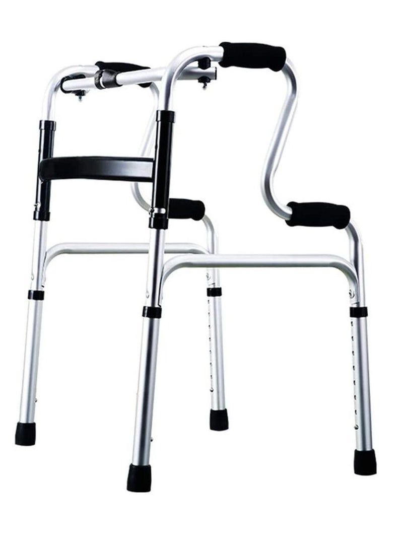 مشاية مساعدة لكبار السن خفيفة الوزن وقابلة للطي بنقرة واحدة من الألومنيوم مع مسند للذراع ومساعد للتنقل مع 4 أرجل و8 ارتفاعات قابلة للتعديل - Image 1