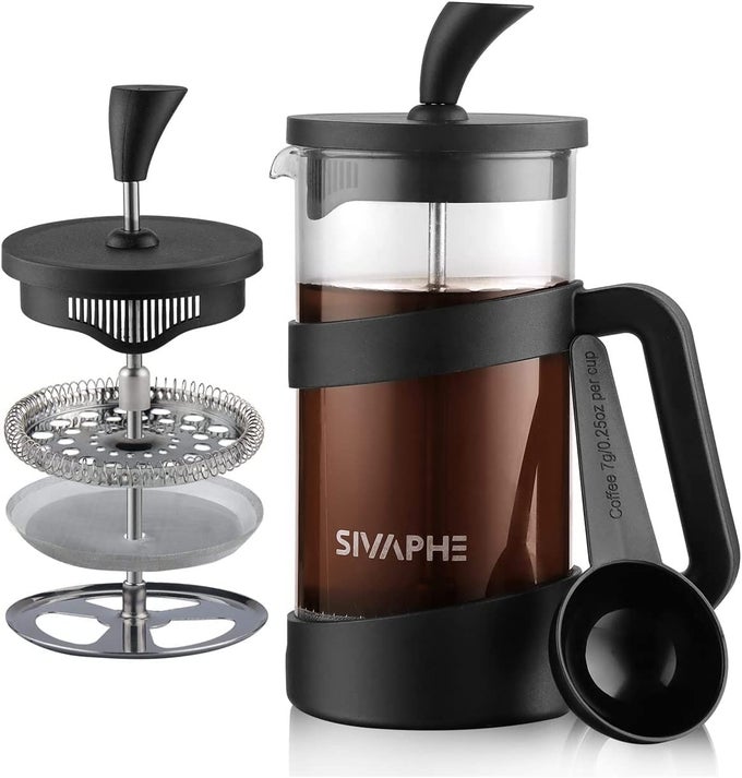 SMALL FRENCH PRESS 12OZ LIGHTWEIGHT DURABLE HIGH BOROSILICATE CARAFETEA MAKER SINGLE SERVE COFFEE PRESS FROTHED BREWER
