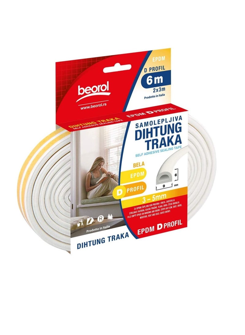 بيورول Beorol شريط لاصق ذاتي اللصق للنوافذ والأبواب ، أبيض - Image 1