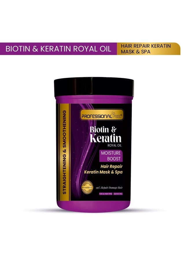 professional feel Biotin & Keratin Royal Oil Keratin Hair Repair Mask & Spa, Total Repair Hair (800 Gm)  - Image 4
