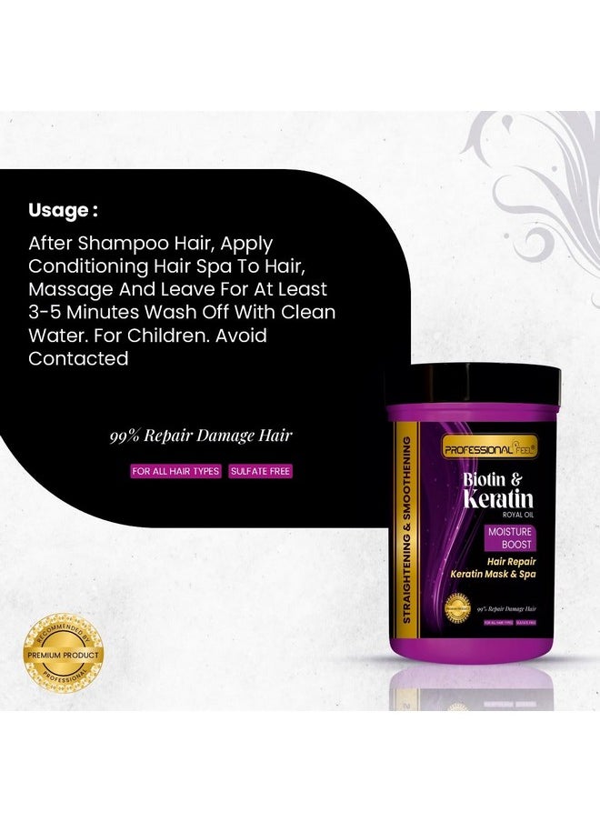 professional feel Biotin & Keratin Royal Oil Keratin Hair Repair Mask & Spa, Total Repair Hair (800 Gm)  - Image 2