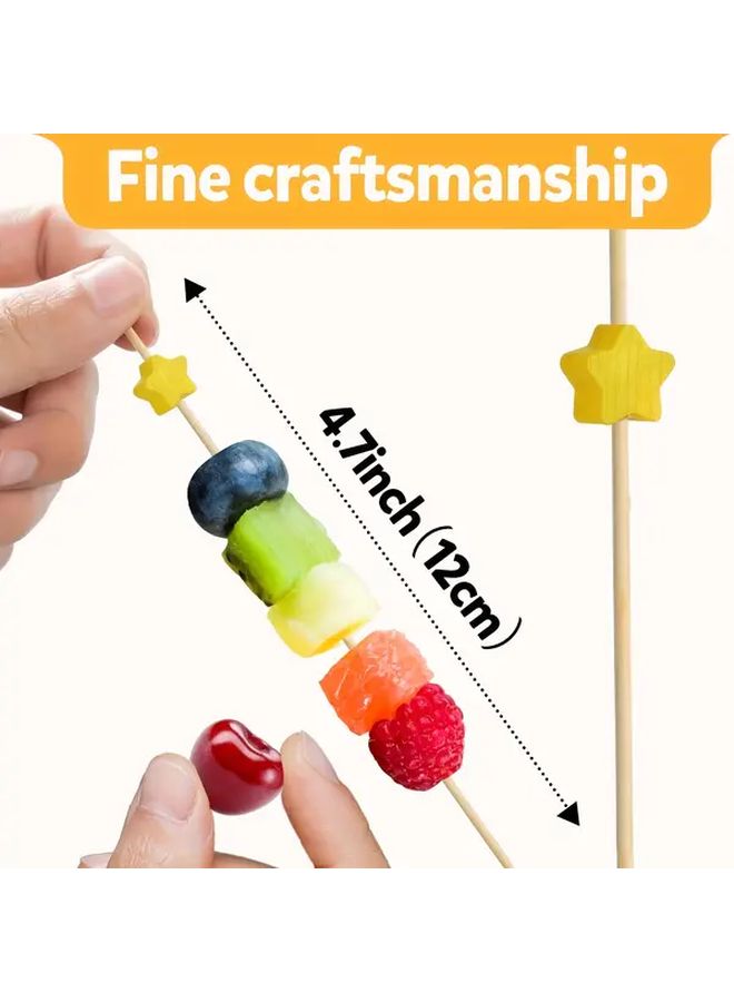 BAXCRS 50 Pcs Star Fruit Skewer Set 47 Inch Multicolor Picks With 5 Point Star Design Durable Wooden Toothpicks For Cake Decorations Cocktail Sticks - Image 2