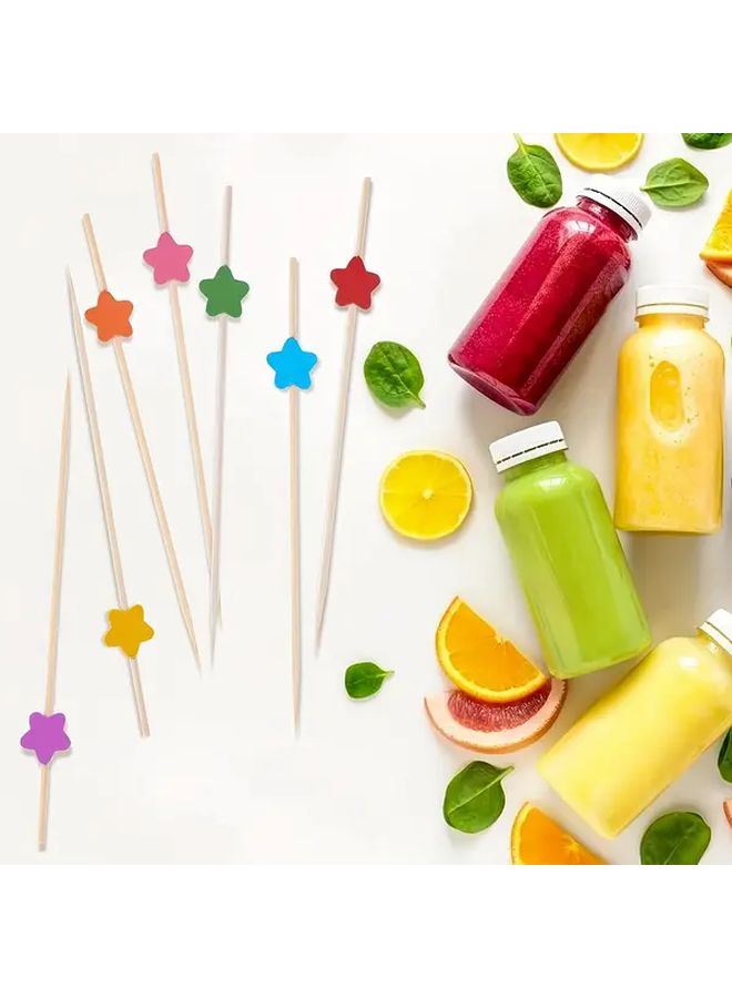 BAXCRS 50 Pcs Star Fruit Skewer Set 47 Inch Multicolor Picks With 5 Point Star Design Durable Wooden Toothpicks For Cake Decorations Cocktail Sticks - Image 4