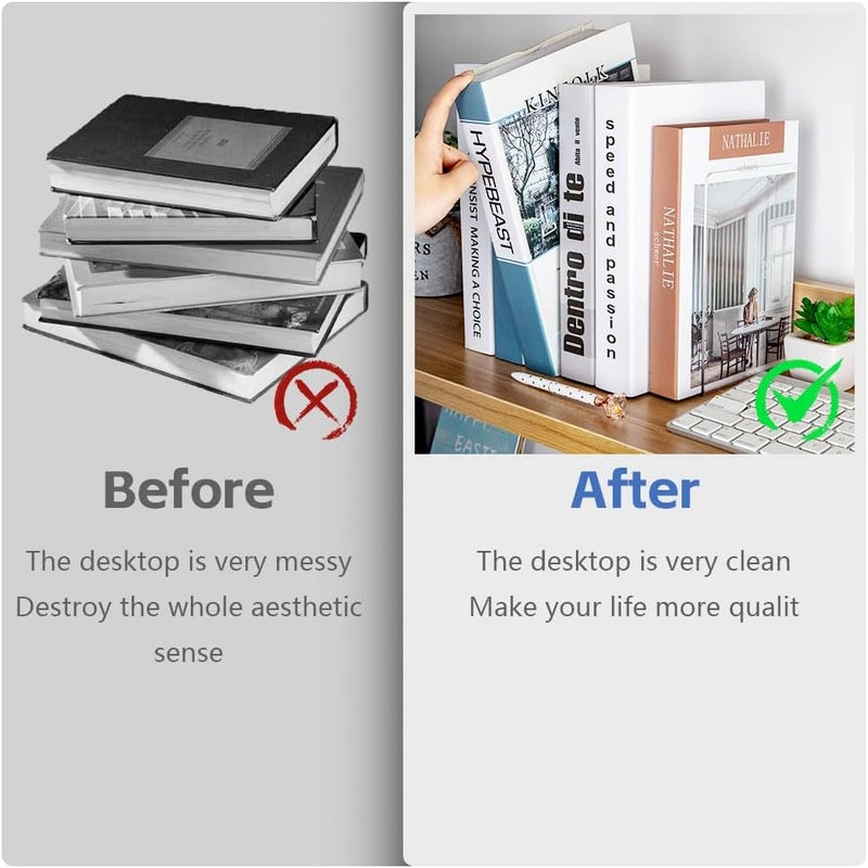 OneNine Bookends, 6Pcs Clear Acrylic Book Ends For Shelves Home Office Library School Supplies, Premium Plastic Book Shelf Holder Book Stopper Desktop Organizer Bookshelf Decor For Books Movies Cds - Image 4