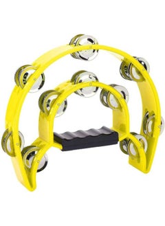 Generic Hand Tambourine Double Row Jingle Handbell Tambourine Percussion Musical Instrument 6 Colors(Yellow)  - Image 1