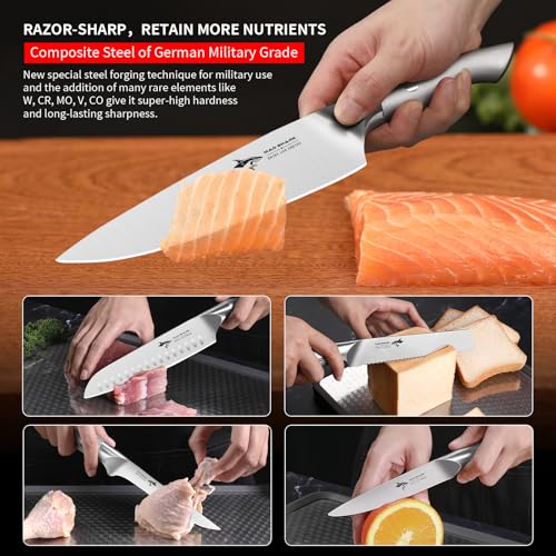 MAD SHARK Kitchen Knife Set, 5PCS Sharp Ultra Chef Knife Set, High Carbon Stainless Steel Knives Set with Ergonomic Handle, Professional Kitchen Knives Sets, Gift Box Packaging - Image 3