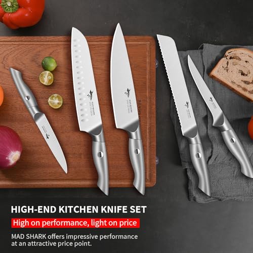MAD SHARK Kitchen Knife Set, 5PCS Sharp Ultra Chef Knife Set, High Carbon Stainless Steel Knives Set with Ergonomic Handle, Professional Kitchen Knives Sets, Gift Box Packaging - Image 2
