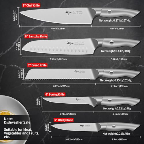 MAD SHARK Kitchen Knife Set, 5PCS Sharp Ultra Chef Knife Set, High Carbon Stainless Steel Knives Set with Ergonomic Handle, Professional Kitchen Knives Sets, Gift Box Packaging - Image 4