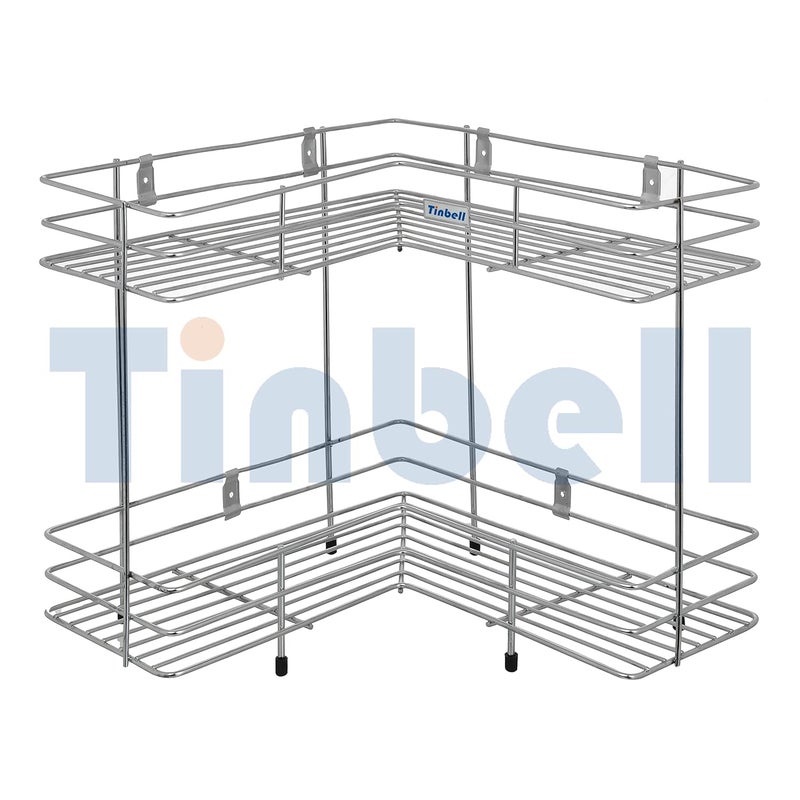 Tinbell Stainless Steel 2 Layer L Shape Corner Stand Stainless Steel L Corner for Multipurpose Storage Rack for Kitchen Bathroom 2 Layer - Image 2