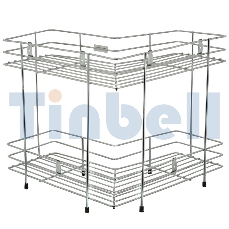 Tinbell Stainless Steel 2 Layer L Shape Corner Stand Stainless Steel L Corner for Multipurpose Storage Rack for Kitchen Bathroom 2 Layer - Image 3