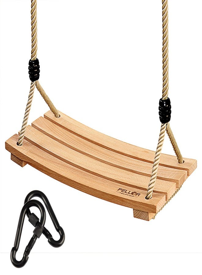 Pellor Wood Tree Swing Seat,Indoor Outdoor Rope Wooden Swing Set for Children Adult Kids (Burlywood) - Image 1